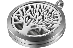 JewelryWe Aromaterapia Collana con Pendente Diffusore dell'Olio Essenziale, Rosa Ciondolo Retro Annata Collana del Profumo Regalo Originale per Il Amore, 6 Feltri da Cambiare, Portafoto,Regalo Natale