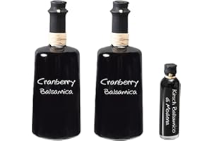 DETROVA Cranberry Crema Balsamico 3 % Säure 2x250 ml I Sparset mit Oliv & Co. Kirsch Balsamico di Modena 40ml
