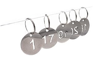NanTun 304 Stainless Steel Key Tags with Ring 20 pcs, 30mm Hollowed Number ID Tags Key Chain, Numbered Key Rings - 1 to 20