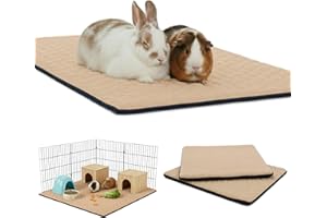 NEO SOLVO Lot de 2 Tapis Litière Polaire pour Cochon d'Inde et Lapin - Absorbant et Imperméable - Lavable - Cage et Enclos - 120 x 60 cm - Beige