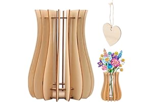 QITIXI:OU Wooden Vase for Lego Flowers, Wooden Vase for Lego Flowers, Vase for Bouquet Construction Kit, Wooden Puzzle Flower Vase, Flower Stand for Roses, Cherry Blossoms, Sunflowers, Tulips, Daffodils, Lotus