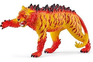 SCHLEICH ELDRADOR Creatures 70148 Lavatiger - Realistische Mythische Fantasy Monster Actionfigur, Gefährlicher Tiger mit Wildem Fell, Eldrador Figuren ab 7 Jahren
