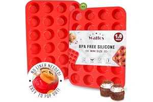 Walfos Mini Silikon Cupcake Pan Set,2 Stück Mini 24 Tassen Muffin Form, BPA frei und spülmaschinenfest, Antihaft-Silikon-Backform, ideal für die Herstellung von Muffin-Kuchen