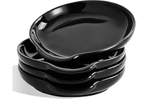 Swuut Ceramic Spoon Rest Set of 4,Spoon Holder for Spatula,Tongs,Gadgets,Coffee Spoon,Spoon Cradle for Stove Top,Kitchen Counter(Blackx4pcs)