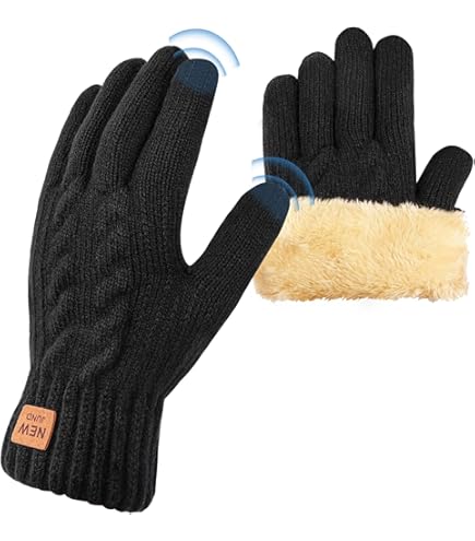 Origem Winterhandschoenen voor heren en dames, warme verwarmde handschoenen met touchscreen, gevoerd met gebreid fleece, thermische handschoenen voor autorijden, hardlopen, fietsen en skiën bij koud