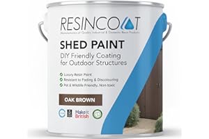 Resincoat Garden Shed Paint, Luxury Resin, 1 Coat Only, Brush/Roller or Spray Applied, Exterior Wood Paint (Oak Brown, 5Kg)