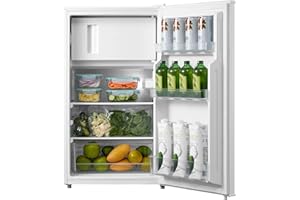 Comfee RCD80WH3(E) Kühlschrank mit Gefrierfach/ 80L Kleiner Kühlschrank/mit 12 L Gefrierfach/ -18 °C bis -8 °C/ 4-Sterne-Gefrierschrank-Bewertung/Inverter-Kompressor/Weiß [Energieklasse D]