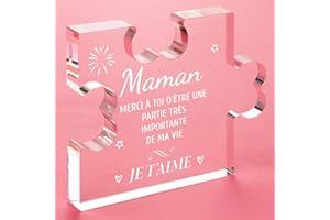 Funnli Cadeau Maman, 3,35 x 2,76 Pouces Bloc Acrylique Gravé Puzzle Cadeau pour Maman, Idee Cadeau Anniversaire Maman, Cadeaux pour la Fete des Meres, Don Maman de sa Fille
