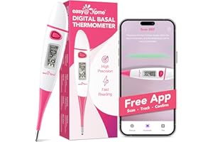 Easy@Home Termometro Basale per la Pronostico della Fertilità con Intervallo 1/100° e Funzione Memoria - Monitorare e Confermare l'Ovulazione con l'App Premom