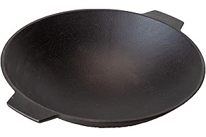 Grillfürst padella wok in ghisa Ø 30 cm con due manici - wok per grill - padella in ghisa con fondo piatto - adatta per induzione e grill
