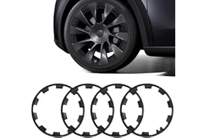 LIROPAU Protecteur de Jante de Roue de 20 Pouces pour Modèle Y, Enjoliveurs de Rechange pour Enjoliveurs de Roue pour Modèle Y 2019‑2024, Couvercle de Protection de Moyeu, Noir Mat Paquet de 4 (Model Y)