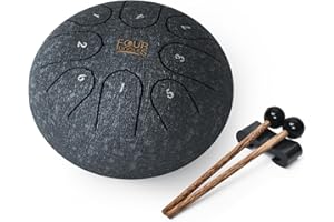 FOUR UNCLES Steel Tongue Drum 8 Notes 6 Inch, Percussion Instrument Handpan Drum C Key with Bag, Music Book and Mallets for Meditation Entertainment Musical Education Concert Yoga (Navy Blue)