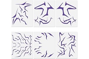 SAVITA 6pcs Tatouage Temporaire Anime, Amusants Tatouage Temporaire Visage Accessoires de Cosplay Violets et Cool pour Femmes et Hommes cosplay d'Anime Fête d'Halloween Corps Maquillage