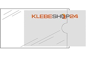 KLEBESHOP24 Visitenkartentaschen selbstklebend | Transparent | 20 oder 100 Stück | 95 x 60 mm, schmale Seite offen | Visitenkartenhüllen zum Einkleben | Kartenhüllen zum Kleben / 100 Stück
