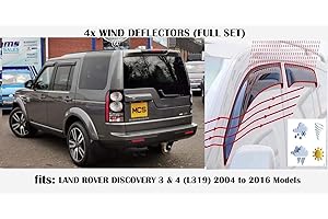 PGONA OEMM Set Of 4 Wind Deflectors Compatible with LAND ROVER DISCOVERY 3 & 4 L319 SUV 2004 to 2016 Models Side Visors Window deflectors for Land Rover Discovery