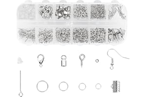 LUOGE Kit de Suministros para Hacer Joyas, 800 Piezas Kit de Accesorios de Joyería Herramientas de Reparación de Joyas Adecuado para Manualidades y Reparación de Collares, Pulseras, Pendientes (Plata)