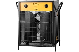 SIAL Chauffage Soufflant 22000 W - Industriel - Radiateur électrique - Pour Chantier, Atelier Ou Garage Avec Contrôle Thermostatique Entièrement Réglable et Deux Modes de Chauffage DA22