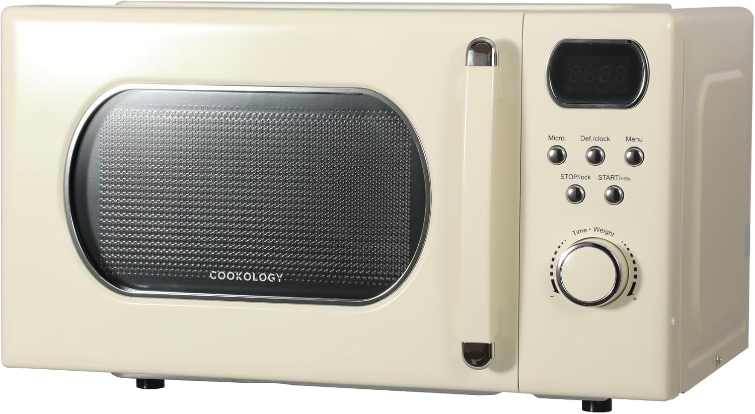 Cookology RETDD20CR Freestanding Retro Microwave - 20 Litre Capacity - With 25.5cm Turntable - 800W Microwave - 8 Auto Cooking Programs - 5 Cooking Power Levels - Defrost Setting - Cream