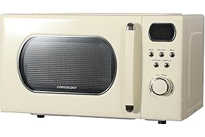 Cookology RETDD20CR Freestanding Retro Microwave - 20 Litre Capacity - With 25.5cm Turntable - 800W Microwave - 8 Auto Cooking Programs - 5 Cooking Power Levels - Defrost Setting - Cream