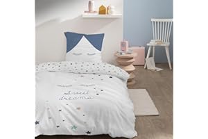 MATT & ROSE Sweet Dreams Pościel dla dziewcząt, bawełna, biała, niebieska, 140X200 Cm + 63X63 Cm