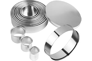 HYBER&CARA Mini Set Di Tagliabiscotti Rotondi 12 Pezzi Tagliapasta In Acciaio Inox Tagliabiscotti A Cerchio Tagliapasta Ad Anello Per Pasticceria Ciambella Fondente Cottura Torta Fai Da Te