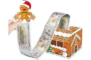 FUNLOV Novelty Christmas Money Box Cash Gift for Any Age, Surprise Money Gift Box with Pull out Xmas Card and Transparent Bags, Money Gift Box for Cash Gifts Kids Adult (Brown)