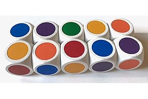 SPIELTZ Farbpunktewürfel/Farbwürfel aus Holz, extra groß (20 mm), Würfel für kleine Kinder, Würfel für Senioren und für XL-Spiele. Made in Germany. (10 Würfel, Rot, Gelb, Blau, Grün, Orange, Lila)
