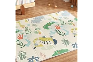CASABEL Tapis d’Éveil Bébé Évolutif 180×150 cm – Tapis Bébé Pliable, Imperméable et Épais, Motifs Jungle, Grande Taille, Doux et Coloré, Tapis de Jeu Compact à Rangement Facile