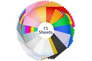 Amentalove 75 Sheets Toner Reactive Foil, 11.4x8.2inch Deco Foil Transfer Sheets,Transfer Foil Paper, 15 Colors A4 Foil Paper Sheet for Laser Printer DIY Craft Embossing Scrapbooking Cards Making