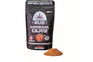 Assaisonnement et marinade sèche Cajun de Louisiane Poppamies – Parfait pour le poisson, les légumes, le poulet – Grand paquet (200g)