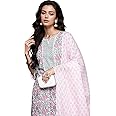 Arayna Women's Cotton Block Printed Floral Straight Kurta with Palazzo Pants and Dupatta Set