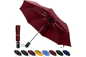 TechRise Paraguas, clásico a prueba de viento plegable automático compacto paraguas de viaje con un botón automático abierto y cierre