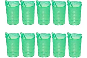 HansaGT Medical Erwachsenen Schnabelbecher mit Trinköffnung – 200ml Trinkbecher mit Deckel, 10 Stück mit Trinköffnung, ideal für Kinder und Senioren, Farbe wählbar (10Grün)