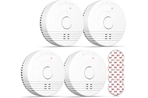 Andyssey Batterie Rauchmelder mit Magnethalterung, Zertifiziert DIN EN14604, Feueralarm mit Fotoelektrischem Sensor, 85 dB Alarmlautstärke, 4 Stück
