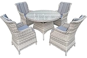 Oseasons Knightsbridge XL Rattan 4 Seat Dining Set in Dove Grey and Alu Frame
