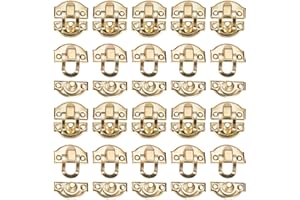 INCREWAY Lot de 20 loquets en bois pour tiroir, armoire, boîte à bijoux, 29 mm x 26 mm, doré