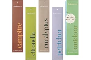 Folkulture Incense Sticks Multipack With 60 Mins Burn Time, Set of 4 Insences (11"| 100 Insense Sticks), Eucalyptus, Petrichor, Long Lasting & Non-Toxic Inscents or Organic Insents Gift Pack (Outdoor)