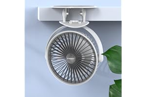 CAFELE 4500mAh Leise Akku Clip Ventilator, Mini USB Ventilator, 4 Gang Geschwindigkeitsregelung, 360° Drehung, USB Betrieben USB Tischventilator Leise für Küche Büro Kinderwagen Laufband