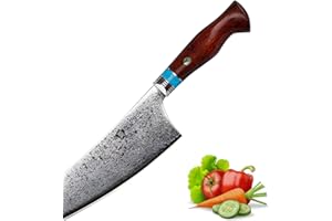 WILDMOK Kitchen Nakiri Knife 16cm - 67 Couches Damas Steel - Couteau à Couper Les légumes de qualité Professionnelle résistant aux Taches et à la Corrosion - Série MO
