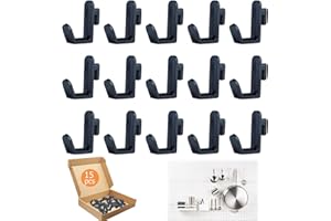 Fozuanei 15pcs Plastic J Shape Peg Hooks, Black Pegboard Accessories for Storing and Organizing Tool Accessories(Black)