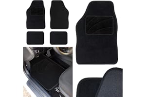 AUTO LABEL. FIRST CLASS DRIVER ACCESSORIES Label Curve Alfombrillas Coche Moqueta Negras, Juego de 4 Alfombras Universales