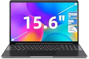 SGIN 15,6" Ordinateur Portable, 8Go RAM 256Go SSD, Intel Celeron J4105 CPU, Quad-Core PC Portable, 2,4/5G WiFi, 1024 Go SSD Expand, 2 USB3.2, Type-C, Membrane Clavier français, 54720mWh