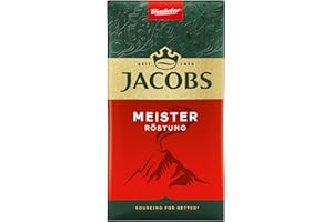 ‎JACOBS Jacobs Filterkaffee Meisterröstung, dunkle Röstung, Kaffee gemahlen, geröstet in Deutschland, ideal für Filterkaffeemaschine & French Press, Intensität 9/10, 500 g