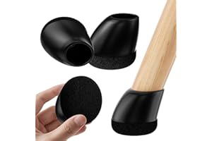 ‎RCHYFEED RCHYFEED 24 Stück Stuhlbeinkappen, Silikon Schutzkappen für Stuhlbeine, Schwarz Rund mit Filz für 15°-25°schräge Stuhlbeine, Stühle für Verschleißfeste Stuhlbeinschoner (S Fit:14-20mm)