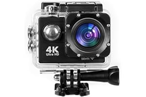 Greatop Caméra Sport 4K 30fps, 20MP WiFi Caméra d'action avec Zoom 8X Stabilisateur EIS Caméra Étanche 40M 170° Angle Réglable, avec Télécommande, 2 x 1350mAh Batteries, Divers Accessoires