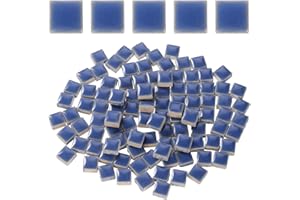 sourcing map 100g Square Mosaic Tiles, Colorful Ceramic Mosaic Tiles for Crafts Bulk Mosaic Supplies for Home Decoration Art Crafts DIY Projects, 0.4 x 0.4Inch, Blue