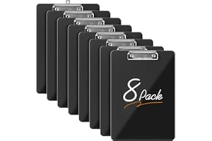 VORTIX Podkładka z klipsem A4, 6 sztuk, format A4, z gumowanym metalowym zaciskiem, schowek, blok do pisania dla studentów, biura - czarna