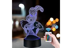 WUYOR 3D Illusion Lamp, 16 Colours Spiderman Night Light, for Boys Kids Adults Changing Sleeping Lighting ​with Smart Touch Button Art Sculpture Lights with Remote Christmas Gifts