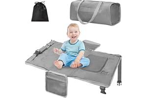 Zyphoria Toddler Airplane Travel Bed, Airplane Seat Extender for Kids, Plane Must Have for Toddlers, Baby Travel Essentials for Flying, Portable Travel Bag Foot Rest for Flights(Grey)