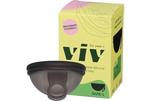 VIV FOR YOUR V. Viv for Your V Large Premium Menstrual Disc for Heavy Flow, Ring Stem Easy Removal, Soft Tampon Alternative for Active Lifestyle, Comfortable 12 Hour Wear, Medical-Grade Silicone Reusable Period Cup